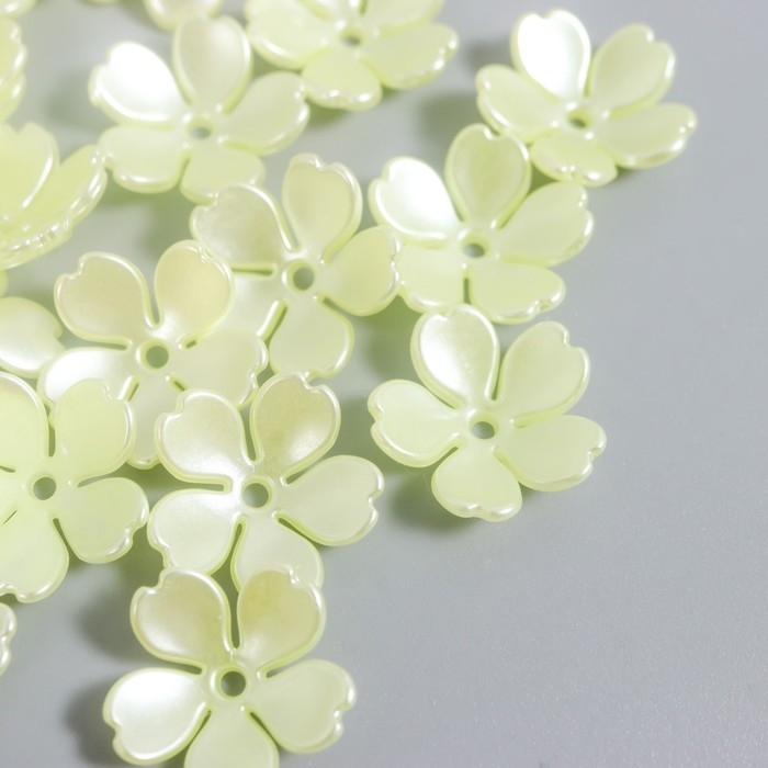 Бусины для творчества пластик Бусины для творчества пластик "Цветочек жемчужный" набор 40 шт белый 1,5х1,5 см
