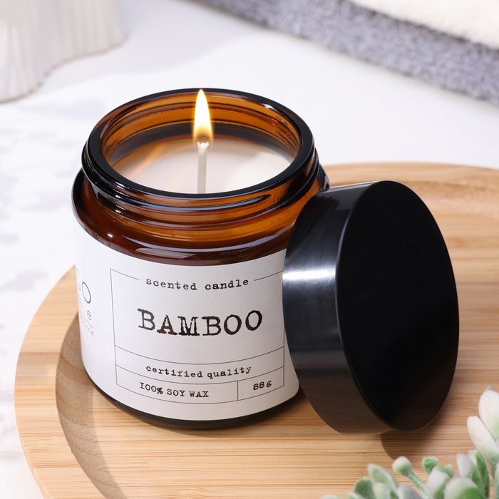 Свеча ароматическая в банке  Свеча ароматическая в банке "Бамбук", совый воск, 88 г