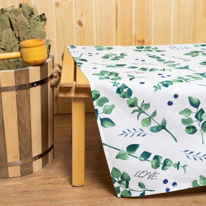 Простыня для бани «Эвкалипт» 150х180±5 см, 100% хлопок, вафельное полотно, 160 гр/м2 Простыня для бани «Эвкалипт» 150х180±5 см, 100% хлопок, вафельное полотно, 160 гр/м2