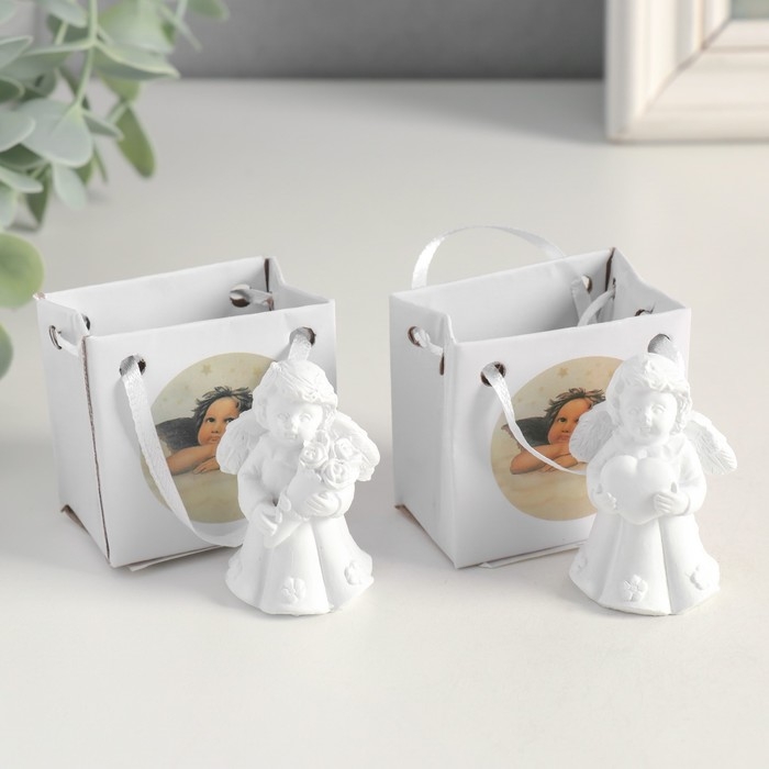 Сувенир полистоун  Сувенир полистоун "Белоснежный ангел в платье с цветами" МИКС 5,2х3,3х3 см