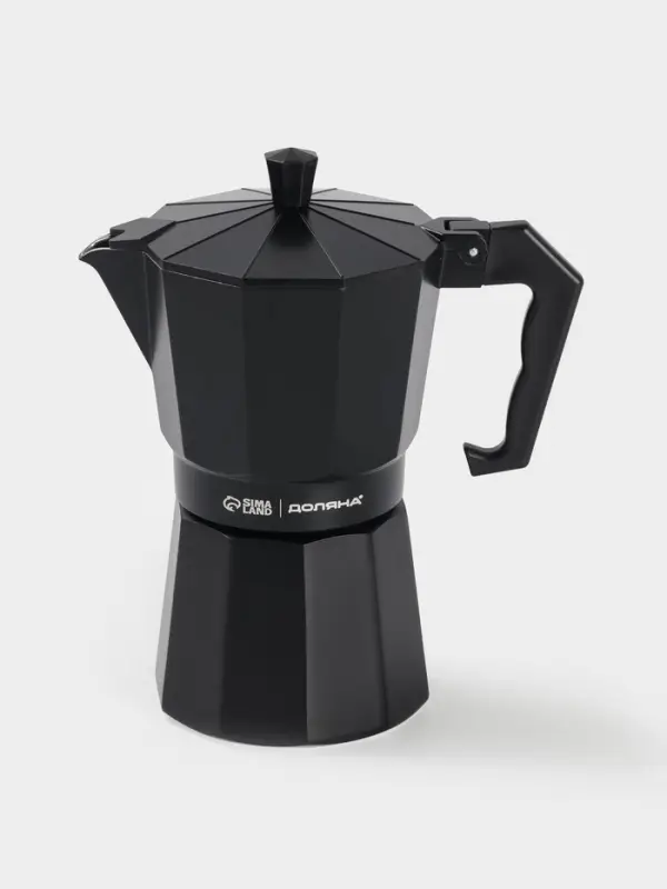 Кофеварка гейзерная Доляна Alum black, на 6 чашек, 300 мл, алюминий, чёрная