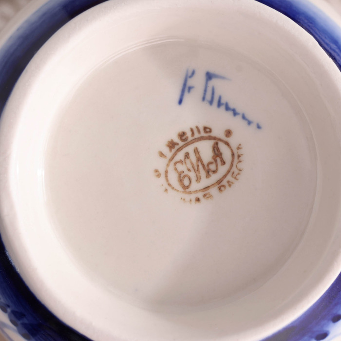 Кружка "Утро Хозяйка", 0,3 л, 11х12 см, гжель, фарфор