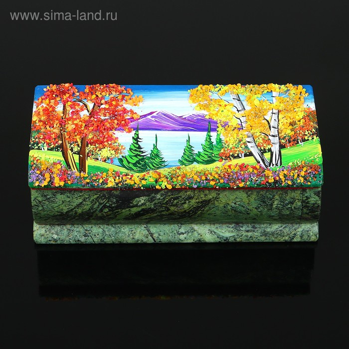 Ларец Ларец "Осень" 15х7х5,5 см, каменная крошка, змеевик