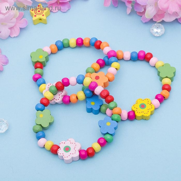 Браслет детский «Выбражулька» цветы радужные, цвет МИКС