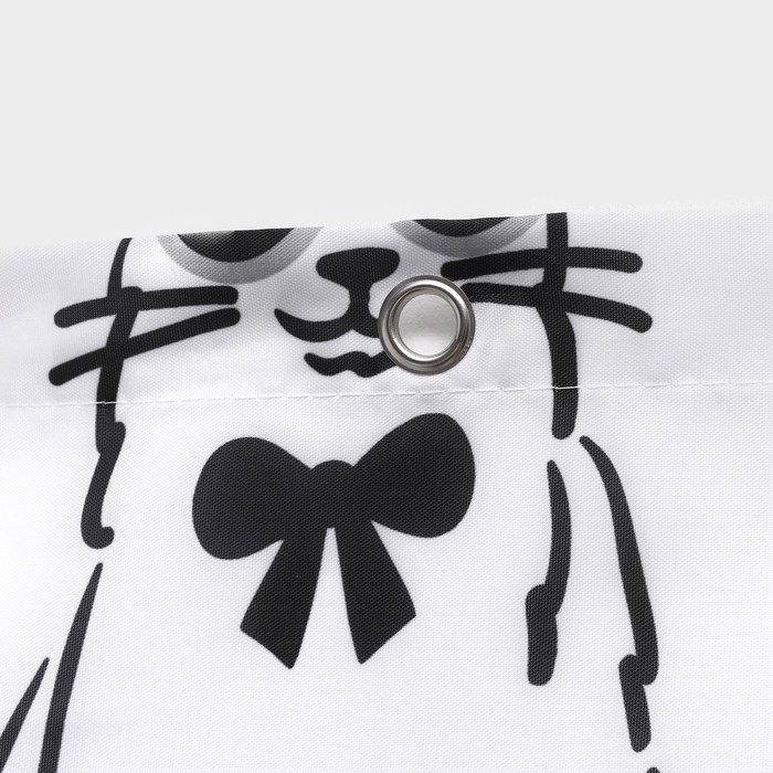 Штора для ванноы Доляна Cats, 180×180 см, полиэстер, цвет белый