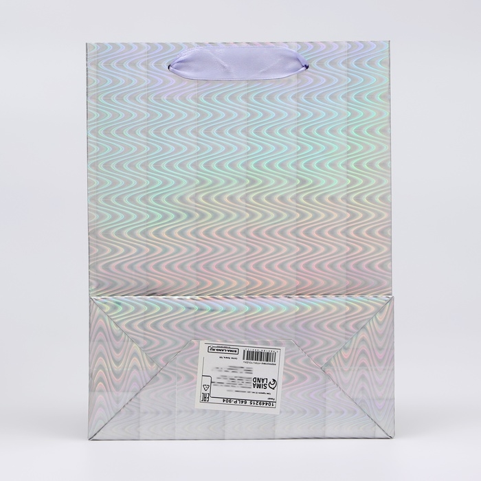 Пакет подарочный, фольгированный, упаковка, с окном, "Серебряный", S 23,5 х18 х 8,5 см