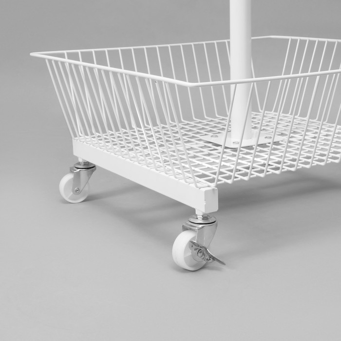 Стойка-накопитель разборный на колесах, 3 корзины, 50×50×128 см, цвет белый Стойка-накопитель разборный на колесах, 3 корзины, 50×50×128 см, цвет белый