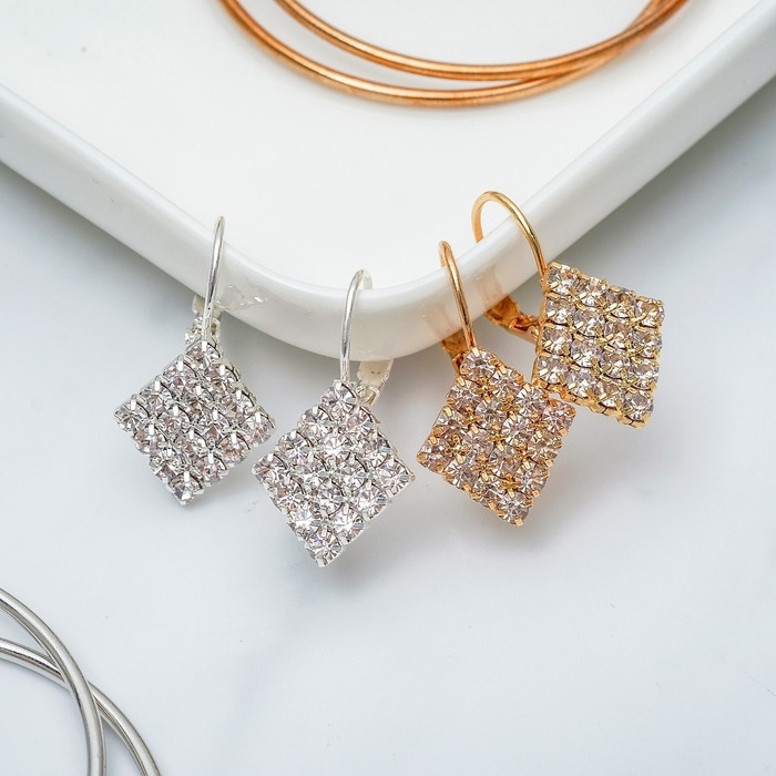 Серьги со стразами «Ромб» блеск, цвет МИКС Серьги со стразами «Ромб» блеск, цвет МИКС