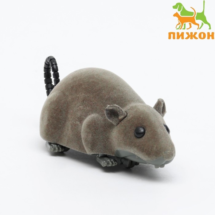 Мышь заводная бархатная, 12 см, серая Мышь заводная бархатная, 12 см, серая