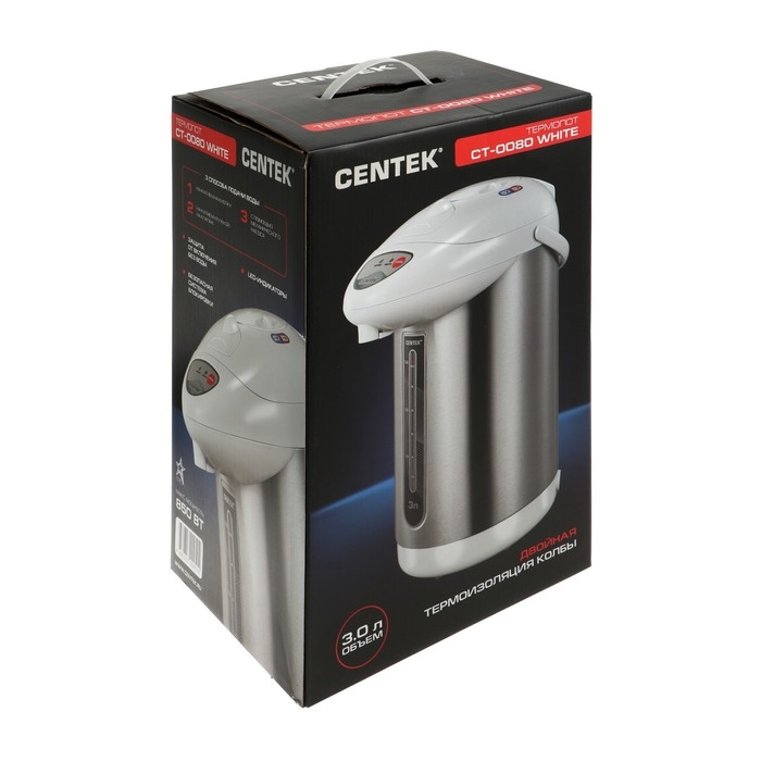 Термопот Centek CT-0080, 3 л, 600 Вт, белый Термопот Centek CT-0080, 3 л, 600 Вт, белый