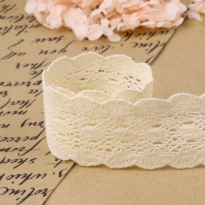Кружево вязаное, 50 мм × 10 ± 1 м, цвет бежевый Кружево вязаное, 50 мм × 10 ± 1 м, цвет бежевый