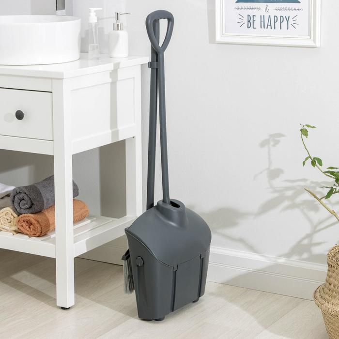 Щётка для пола, с совком-ловушкой, с крышкой, цвет серый Щётка для пола, с совком-ловушкой, с крышкой, цвет серый