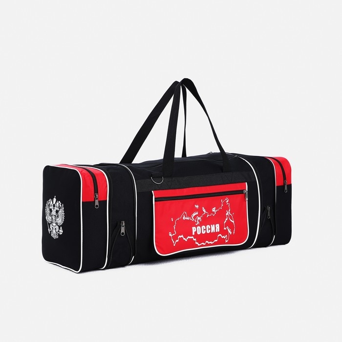 Сумка дорожная на молнии, с увеличением, 3 наружных кармана, длинный ремень, цвет чёрный/красный Сумка дорожная на молнии, с увеличением, 3 наружных кармана, длинный ремень, цвет чёрный/красный
