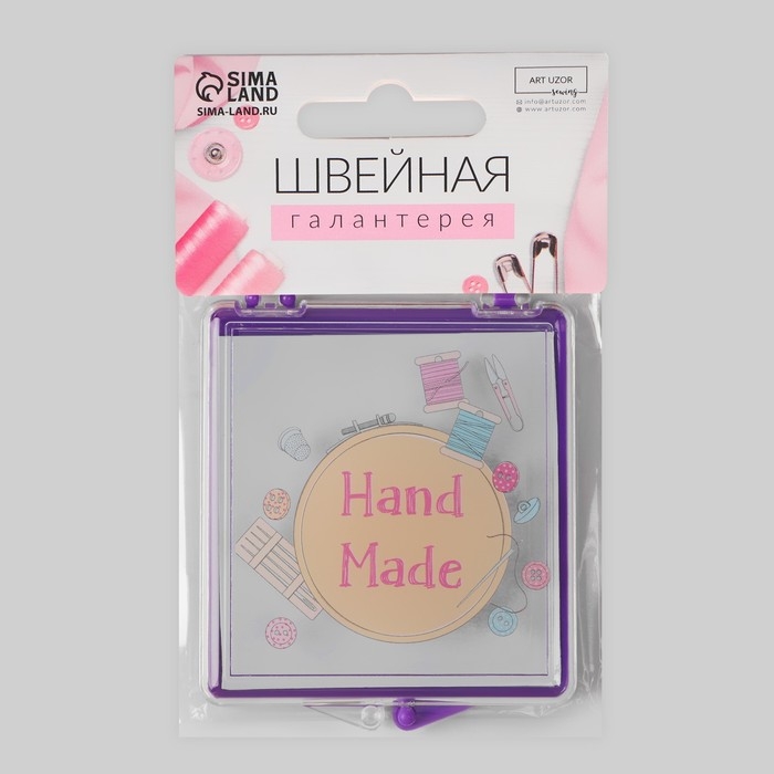 Игольница магнитная «Hand made», с иглами, 7 × 8 см, цвет фиолетовый Игольница магнитная «Hand made», с иглами, 7 × 8 см, цвет фиолетовый