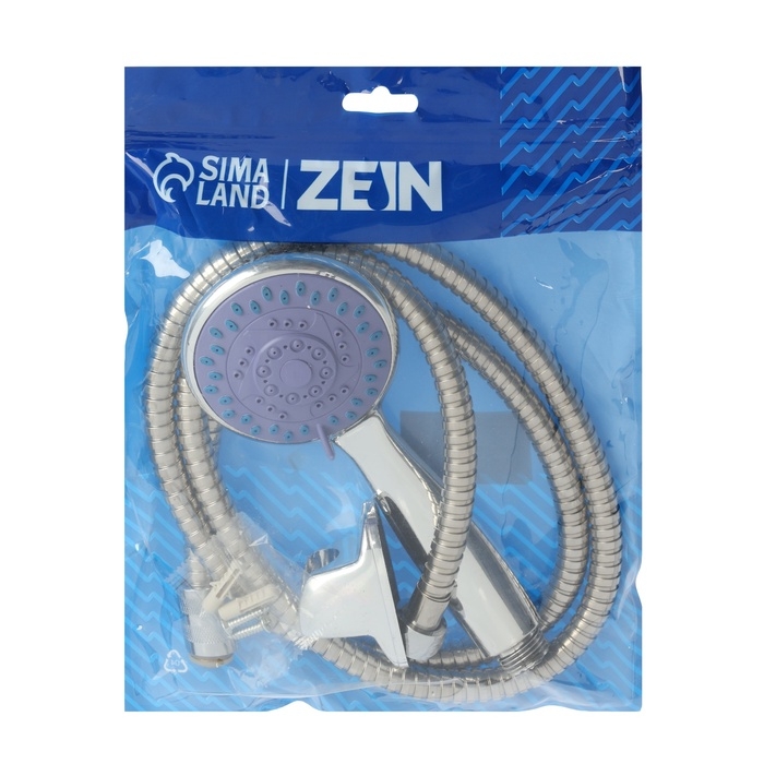 Набор для душа ZEIN Z0105, шланг 150 см, гайки металл, держатель, лейка 5 режимов Набор для душа ZEIN Z0105, шланг 150 см, гайки металл, держатель, лейка 5 режимов