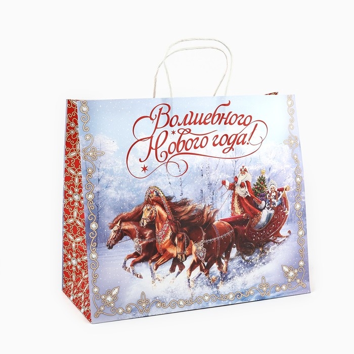 Пакет подарочный новогодний крафтовый «Волшебного нового года», 28 х 15 х 32 см , Новый год Пакет подарочный новогодний крафтовый «Волшебного нового года», 28 х 15 х 32 см , Новый год