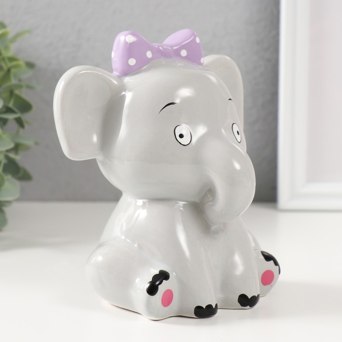 Копилка керамика Копилка керамика "Серый слонёнок с бантом" 12,4х9,9х14,2 см