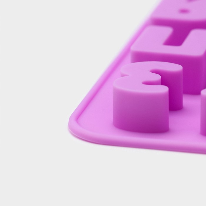 Форма для кондитерских украшений Доляна «Буквы. Алфавит русский», силикон, 24,8×12×1,5 см, 33 ячейки, цвет сиреневый Форма для кондитерских украшений Доляна «Буквы. Алфавит русский», силикон, 24,8×12×1,5 см, 33 ячейки, цвет сиреневый