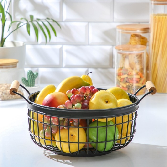 Фруктовница Доляна «Эстетика», 36×28×14,5 см, цвет чёрный Фруктовница Доляна «Эстетика», 36×28×14,5 см, цвет чёрный