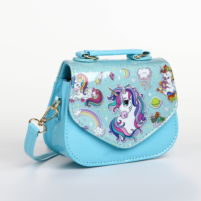 Сумка детская для девочки на клапане «Выбражулька», цвет голубой