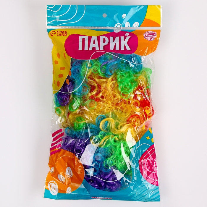 Карнавальный парик «Объём», цветные кудри, 120 г Карнавальный парик «Объём», цветные кудри, 120 г