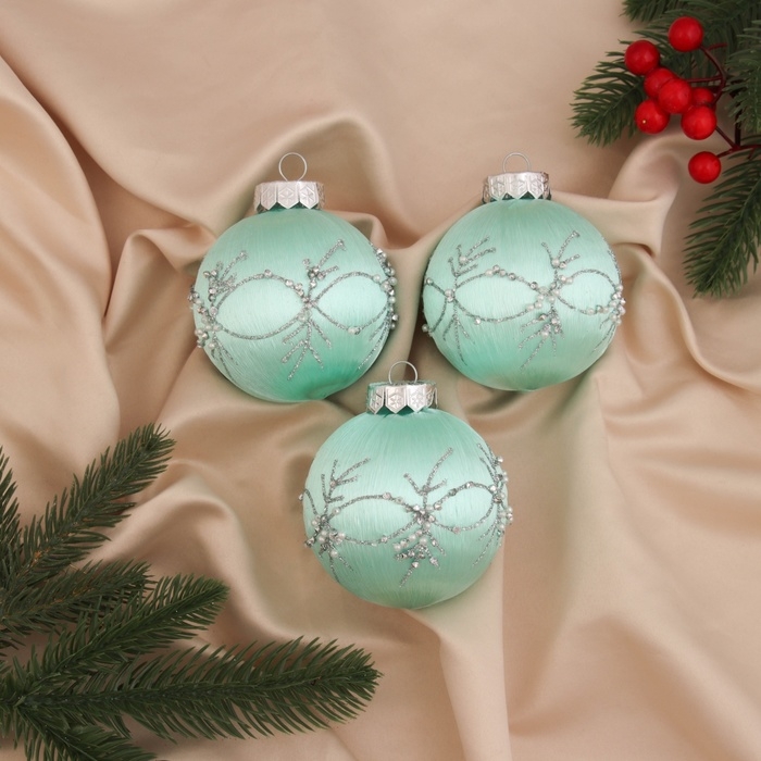 Набор шаров пластик d-8 см, 3 шт Набор шаров пластик d-8 см, 3 шт "Хайдвин" нежность, зелёный