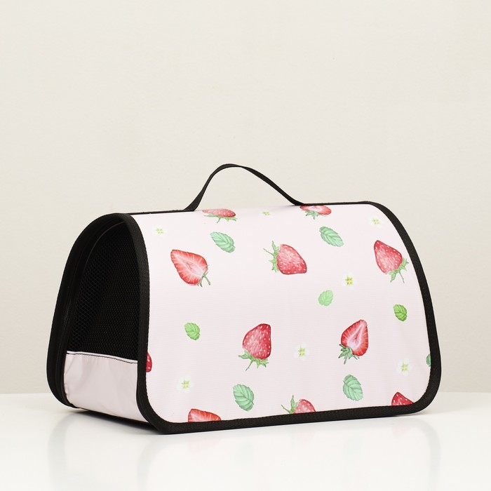 Сумка - переноска для животных  Сумка - переноска для животных "Клубничка", каркасная, 45 х 25 х 30 см