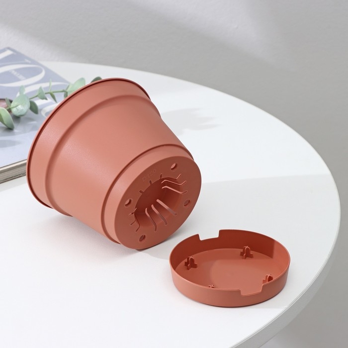 Горшок для цветов с поддоном Mint, 700 мл, d=12 см, h=9,4 см, цвет терракотовый Горшок для цветов с поддоном Mint, 700 мл, d=12 см, h=9,4 см, цвет терракотовый