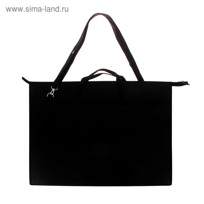 Папка для чертежей и рисунков А2, 650 х 480 х 50 мм, с ручками, пластиковая, молния сверху, Оникс, ПР 6, 0.9 мм, плечевой ремень, чёрная