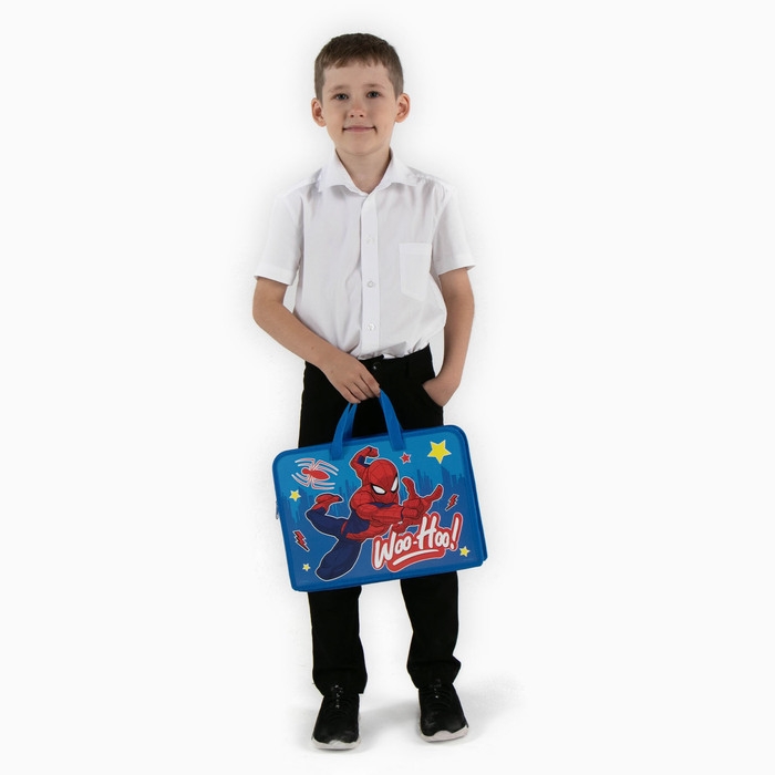 Папка пластиковая с ручками А4, на молнии, 80х330х240 мм, Человек-паук Папка пластиковая с ручками А4, на молнии, 80х330х240 мм, Человек-паук