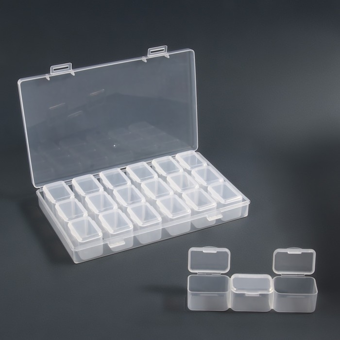 Органайзер для декора, 7 блоков, 3 ячейки, 10,5 × 17 × 2,5 см, цвет прозрачный