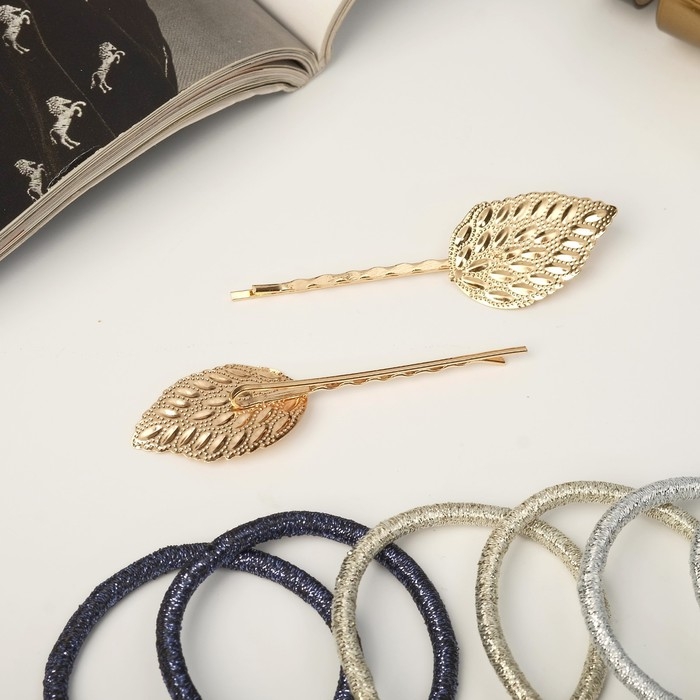 Набор для волос Набор для волос "Лиора" (6 резинок, 2 невидимки 5,5 см) листочки