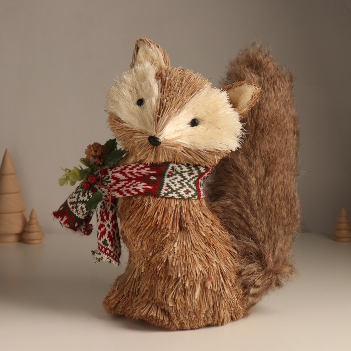 Декор Декор "Новогодняя лисичка в вязаном шарфике" 13х25х24 см