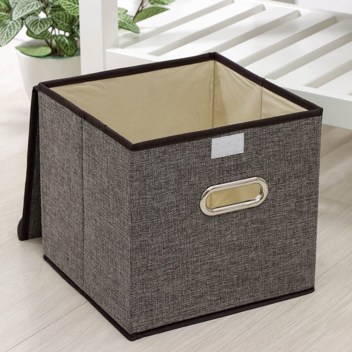 Короб стеллажный для хранения с крышкой «Офис», 25×25×25 см, цвет серый