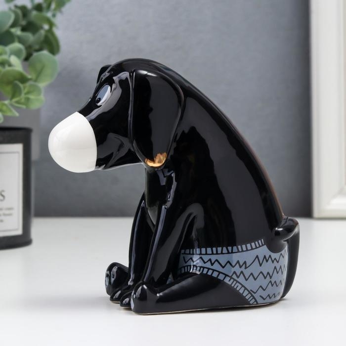 Сувенир керамика "Пёсик в трусиках" чёрный 11х6,7х12,6 см