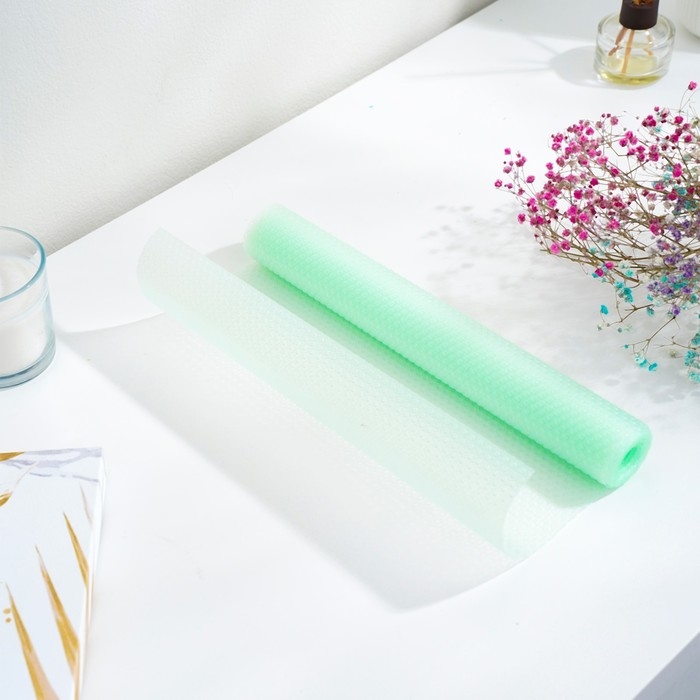 Коврик противоскользящий Доляна «Круги», 30×150 см, цвет прозрачный зелёный Коврик противоскользящий Доляна «Круги», 30×150 см, цвет прозрачный зелёный