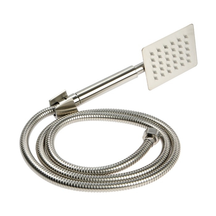 Смеситель для ванны ZEIN, квадрат, короткий излив, с душевым набором,  нержав сталь, сатин Смеситель для ванны ZEIN, квадрат, короткий излив, с душевым набором,  нержав сталь, сатин