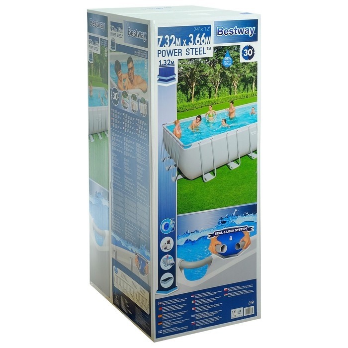 Бассейн каркасный Power Steel, 732 х 366 х 132 см, песчаный фильтр-насос, лестница, тент, 56475 Bestway Бассейн каркасный Power Steel, 732 х 366 х 132 см, песчаный фильтр-насос, лестница, тент, 56475 Bestway