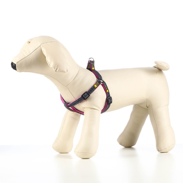 Шлейка Шлейка "Джинс", розовый подклад, ширина 1 см, ОШ 25-40 см, ОГ 25-40 см