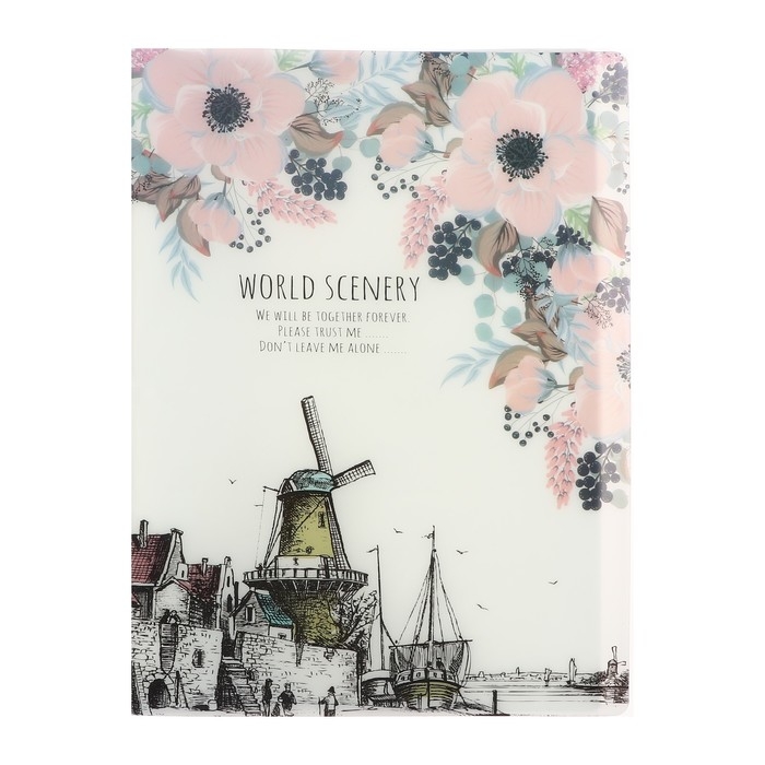 Папка формат А4, с 60 прозрачными файлами Папка формат А4, с 60 прозрачными файлами "Город", МИКС