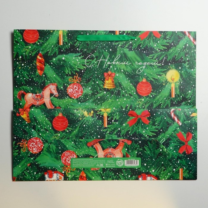 Пакет подарочный новогодний ламинированный «Ёлочка нарядная», XL 49 х 40 х 19 см, Новый год Пакет подарочный новогодний ламинированный «Ёлочка нарядная», XL 49 х 40 х 19 см, Новый год