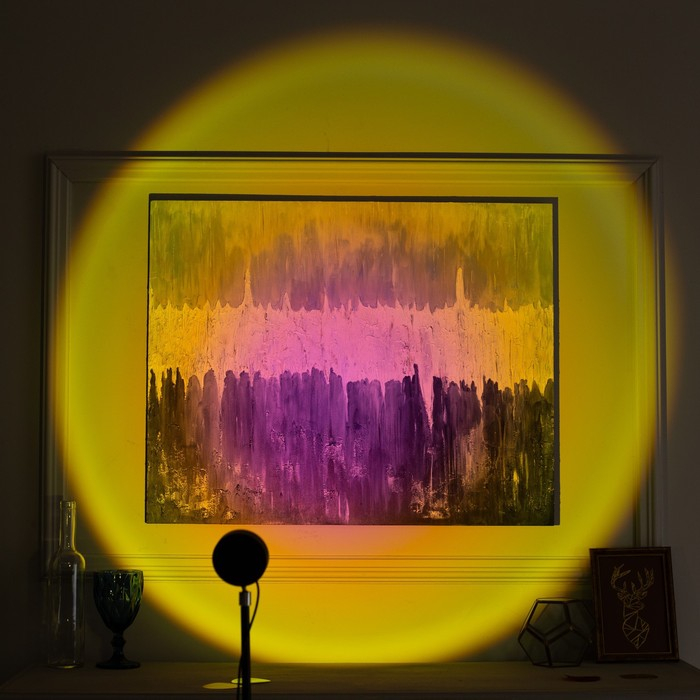 Световой прибор «Закат» на ножке, 5 картриджей, свечение тёплое белое, 5 В