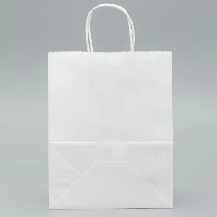Пакет крафт без печати, белый, круглая ручка 22×12×28 см Пакет крафт без печати, белый, круглая ручка 22×12×28 см