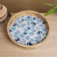 Поднос круглый с бортиками &laquo;Крабы&raquo;, 35&times;35&times;6.5 см, дерево манго