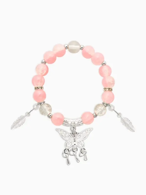 Браслет детский &laquo;Выбражулька. Бабочка&raquo;, d=6 см, розовый в серебре