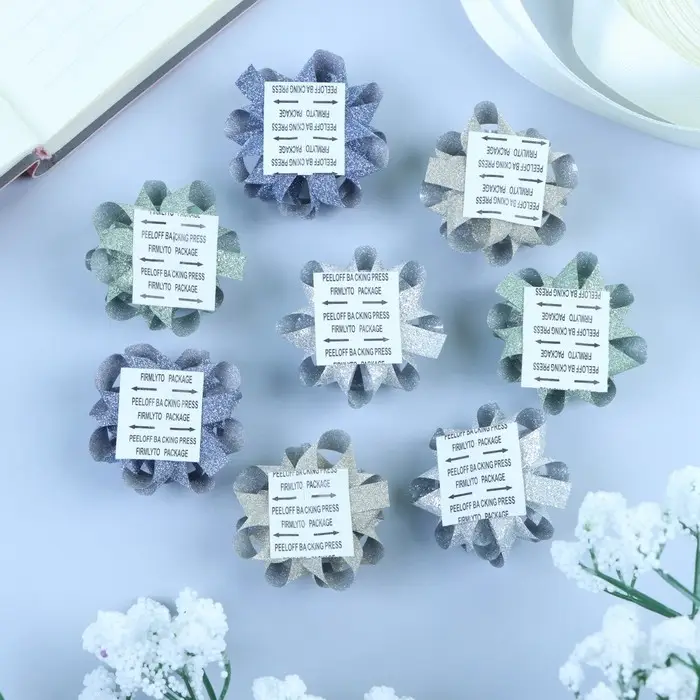 Бант - звезда №3.5, фасовка 8 шт., с блестками, МИКС