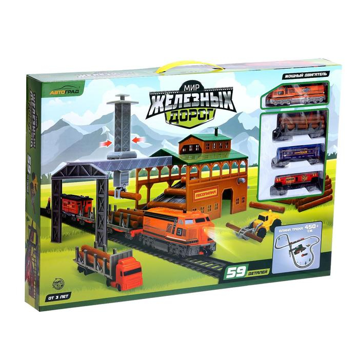 Железная дорога «Лесопилка», работает от батареек, длина пути 450 см Железная дорога «Лесопилка», работает от батареек, длина пути 450 см