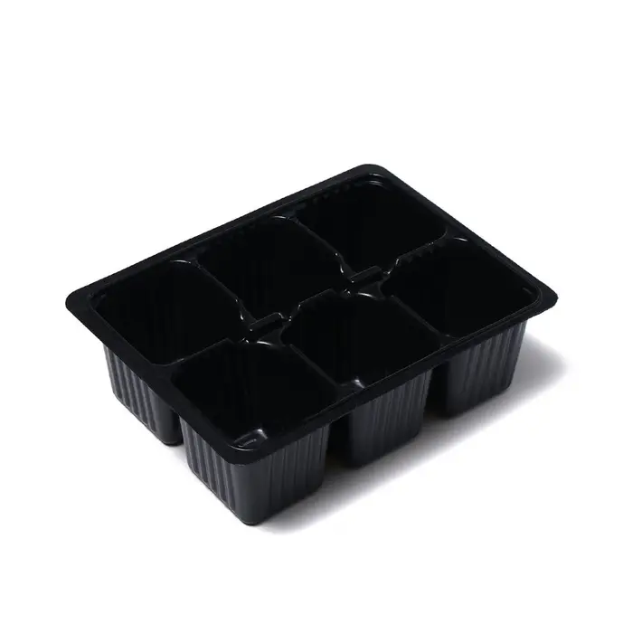 Кассета для рассады, 6 ячеек по 120 мл, пластик, чёрная, 18&times;13&times;6 см, набор 10 шт., Greengo