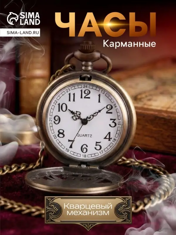 Часы карманные &laquo;Классика&raquo;, кварцевые, цепочка l-40 см, d=4.5 см