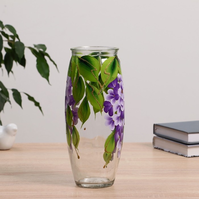 Ваза  Ваза "Сирень" роспись на проз.стекле, d-7см 10х23 см